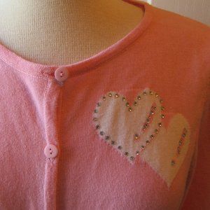 Vintage Designer Originals Petite Med heart cardigan sweater w. rhinestones